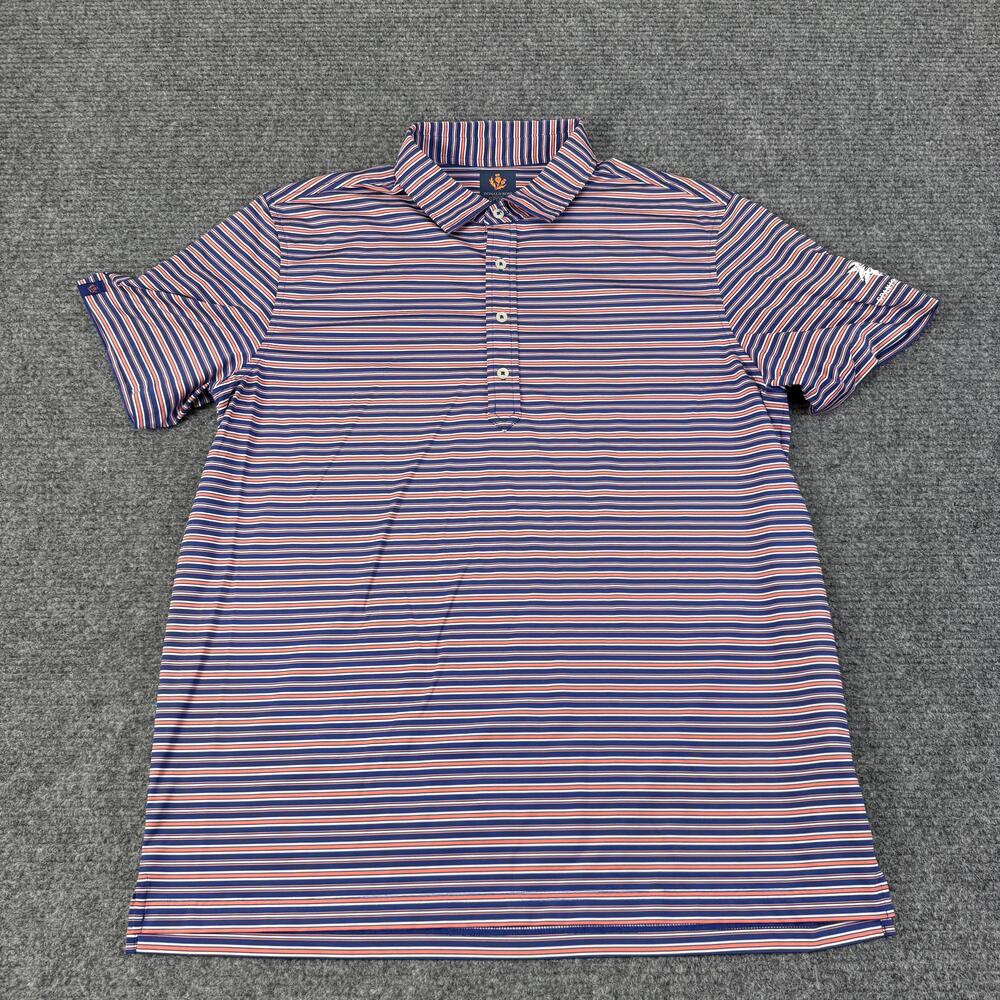 Donald Ross Sport Polo Shirt Mens Large Blue Orange Stripe Golf Stretch